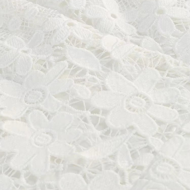 Cerie Blanche Lace Jacquard Romper by Shine | from Luxe Lane | SKU:  | Barcode:  | Options: White XS | Robes Elegantes Pour Femmes Elegant Ladies Event Party Romper Chic White Lace Strapless Floral Jacquard Jumpsuit With Bow Belt