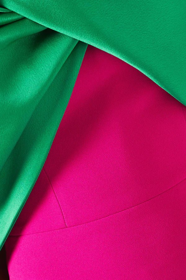 Colorblock Strapless Bodycon Maxi Evening Dress+Rose redS(6)Luxe Lane