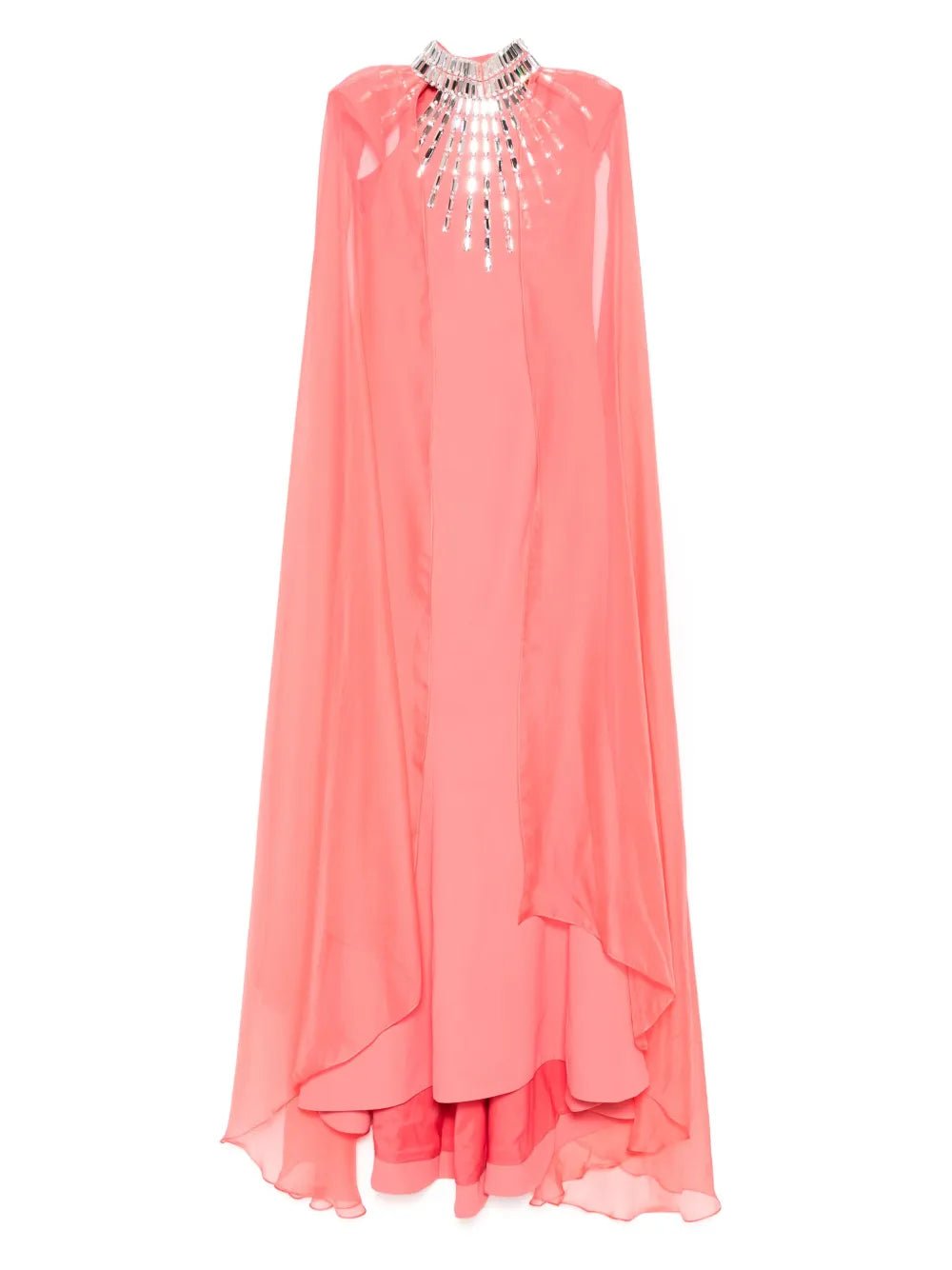 Coral Crystal Cape Mermaid GownEvening DressesCoral RedSLuxe Lane