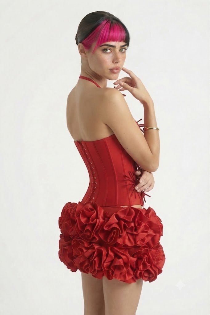 Crimson Bloom Floral Corset & Mini Skirt Set2 piece shorts setRedXSLuxe Lane