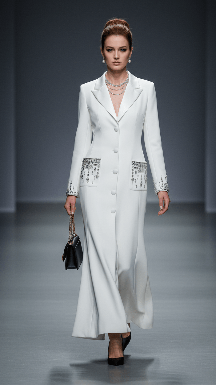 Crystal - Beaded Blazer Maxi Evening DressRedS(6)Luxe Lane
