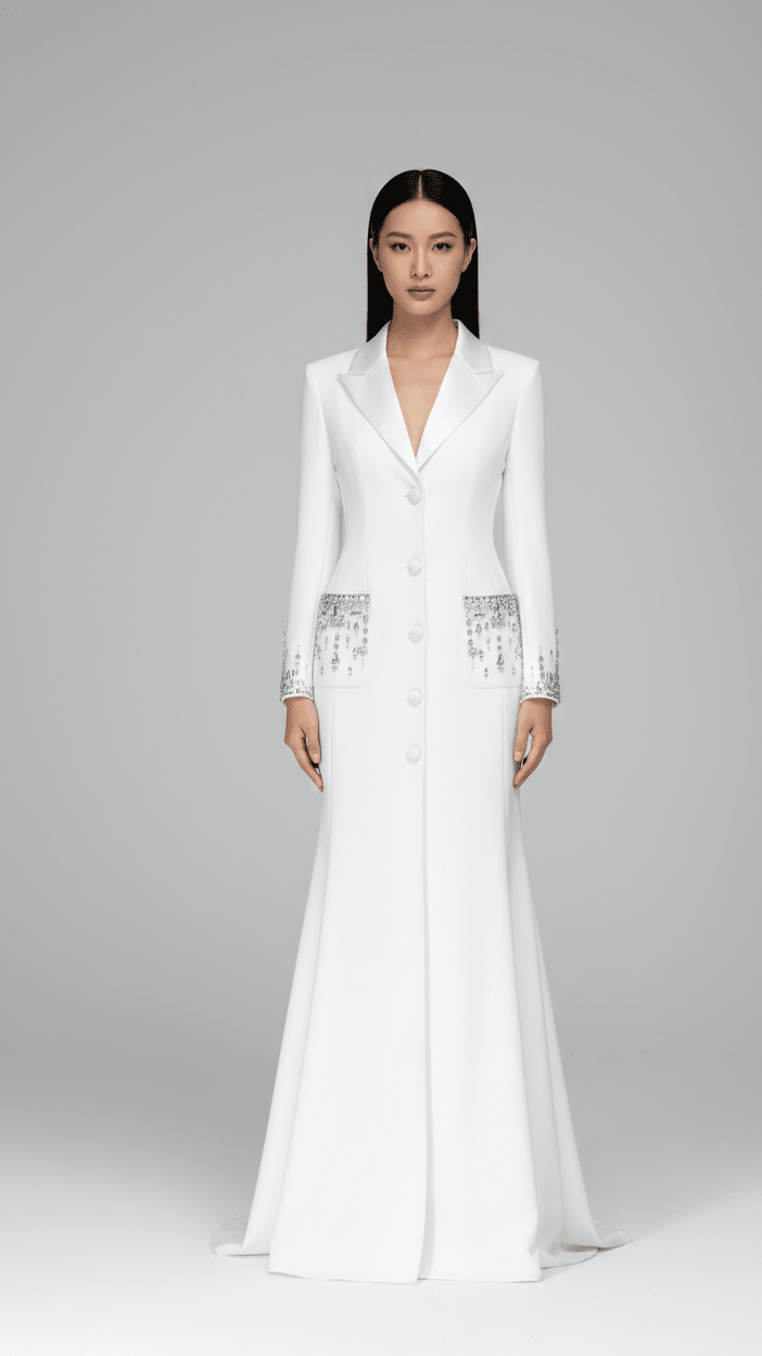 Crystal - Beaded Blazer Maxi Evening DressBlackS(6)Luxe Lane