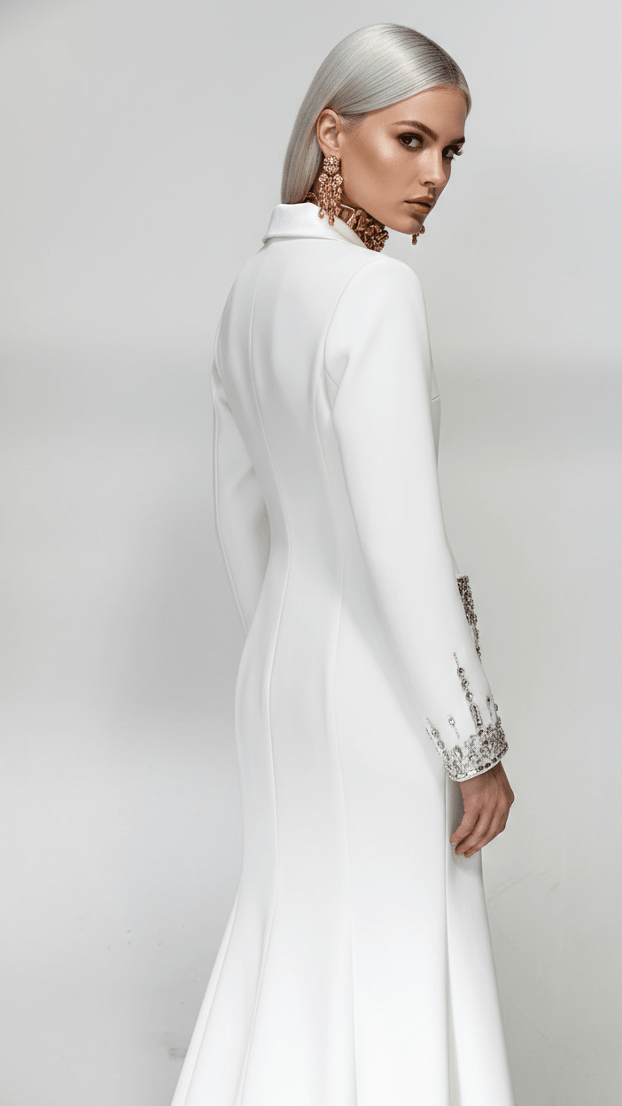 Crystal - Beaded Blazer Maxi Evening DressBlackS(6)Luxe Lane