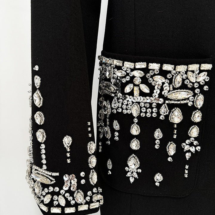 Crystal - Beaded Blazer Maxi Evening DressWhiteS(6)Luxe Lane