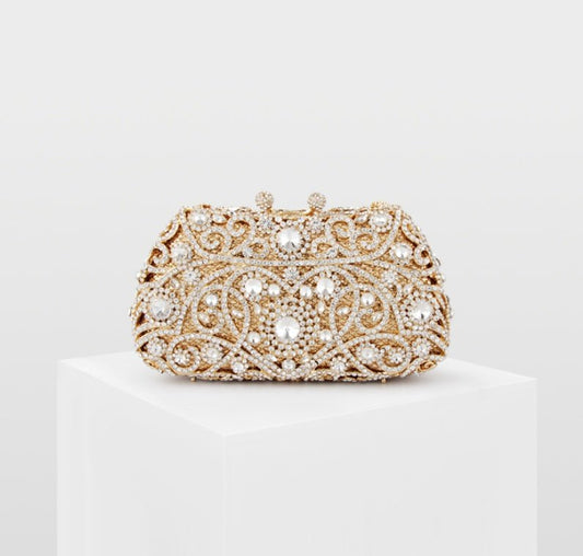 Crystal Beaded Evening Clutch Bag by CJ | 0 from Luxe Lane | SKU: CJBHNSNS09820-Sliver | Barcode:  | Options: Sliver | Crystal Beaded Evening Clutch Bag