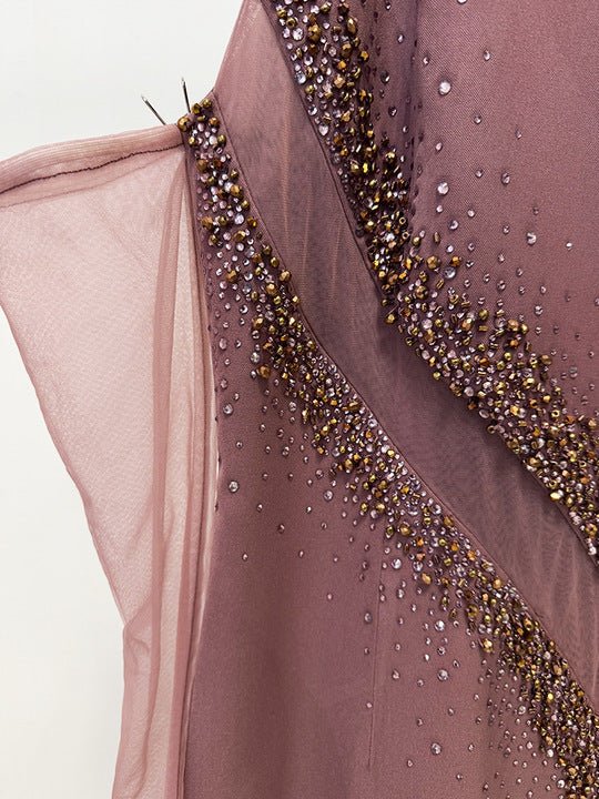 Crystal Beaded Halter Neck Bodycon Maxi Evening DressParty dressesbrownS(6)brownLuxe Lane