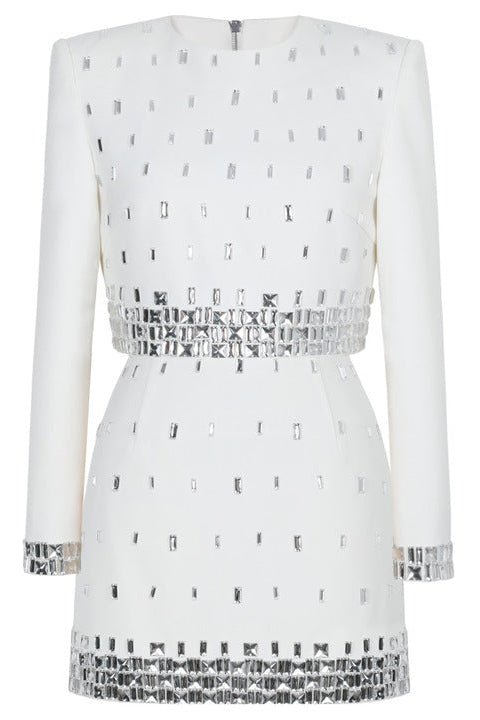 Crystal Beaded Two - Piece Evening Skirt Set by Luxe Lane | Top from Luxe Lane | SKU: -1 | Barcode:  | Options: Black S(2) | High Quality Formal Set Supplier Luxury Crystal Women Two Piece Set Elegant Black Long Sleeve Top Skirt Formal Evening Party Set