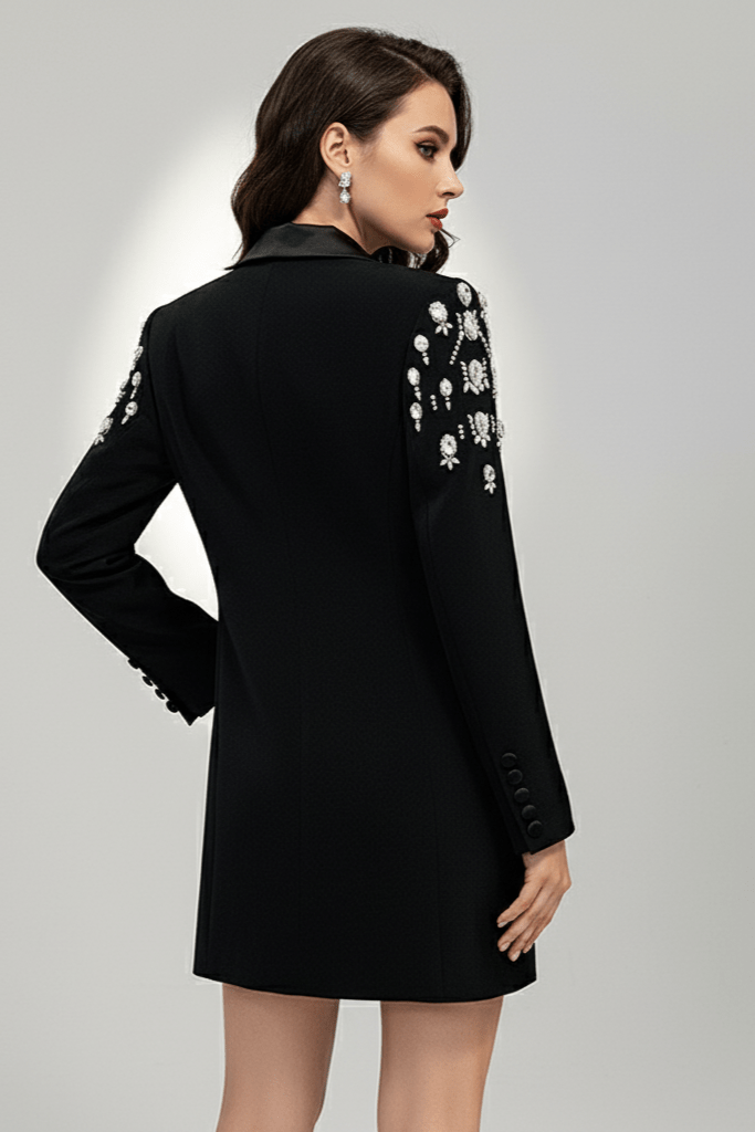 Crystal Blazer Dress by Luxe Lane | from Luxe Lane | SKU:  | Barcode:  | Options: Black S | Crystal Blazer Dress