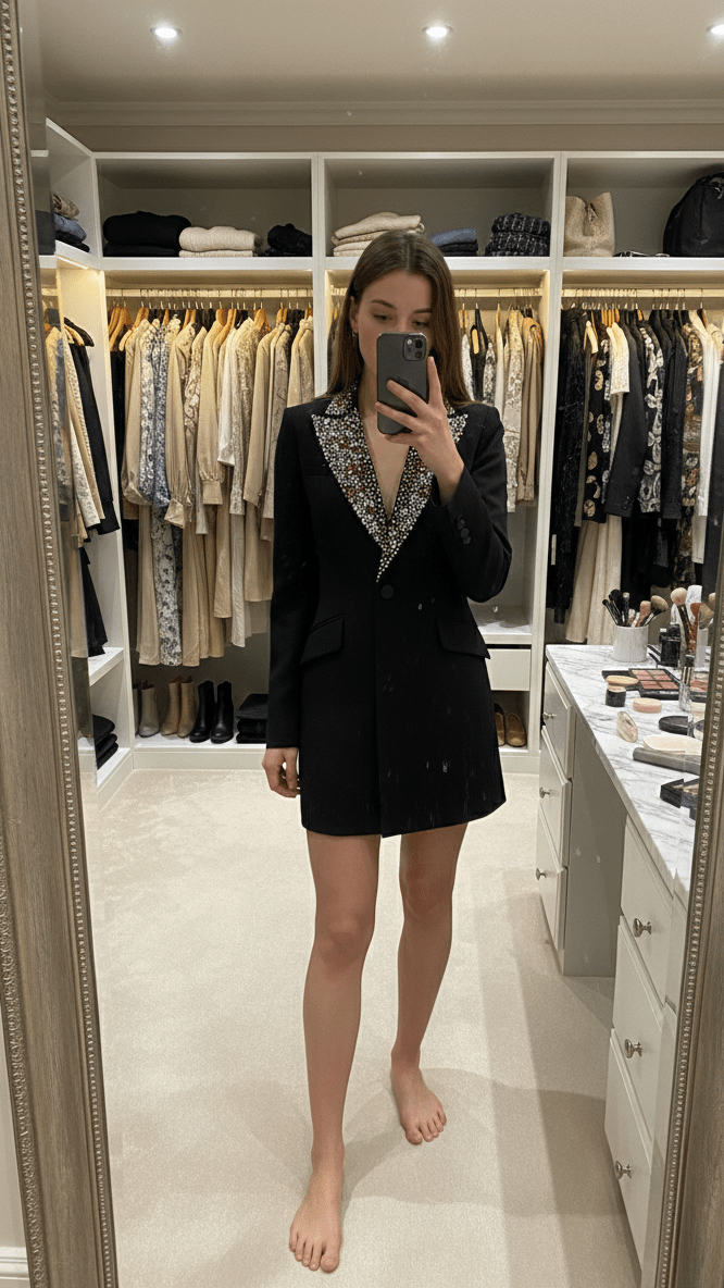 Crystal Lapel Tailored Blazer JacketBlazerBlackS(2)Luxe Lane