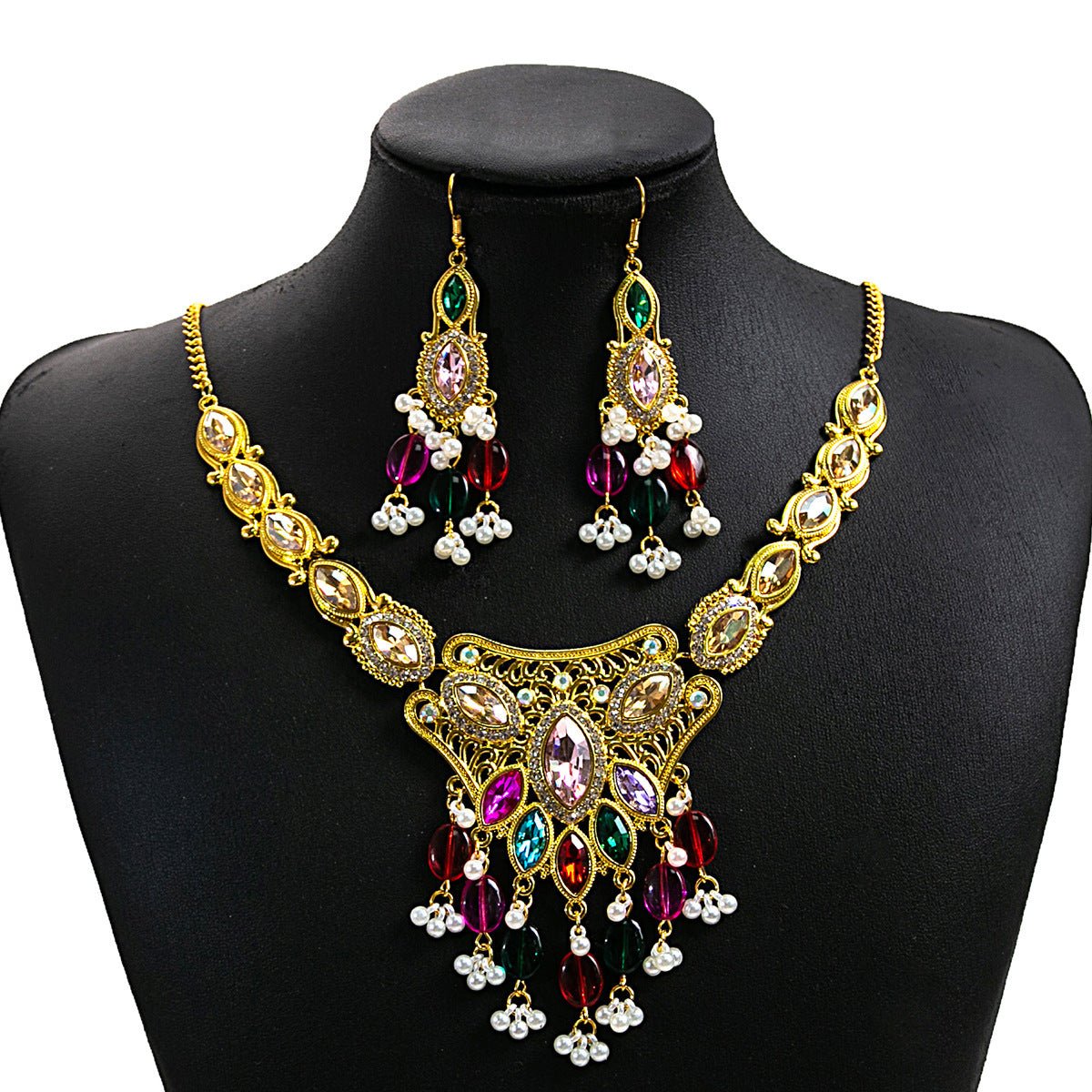 Crystal Necklace & Earrings Set – Luxury Vintage Jewelry by CJ | 0 from Luxe Lane | SKU: CJLX253583301AZ | Barcode:  | Options: Crystals | Crystal Necklace & Earrings Set – Luxury Vintage Jewelry