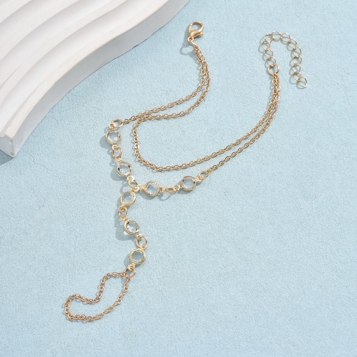 Crystal Pearl Mitten Bracelet & Ring Set by CJ | 0 from Luxe Lane | SKU: | Barcode:  | Options: Gold | Crystal Pearl Mitten Bracelet & Ring Set