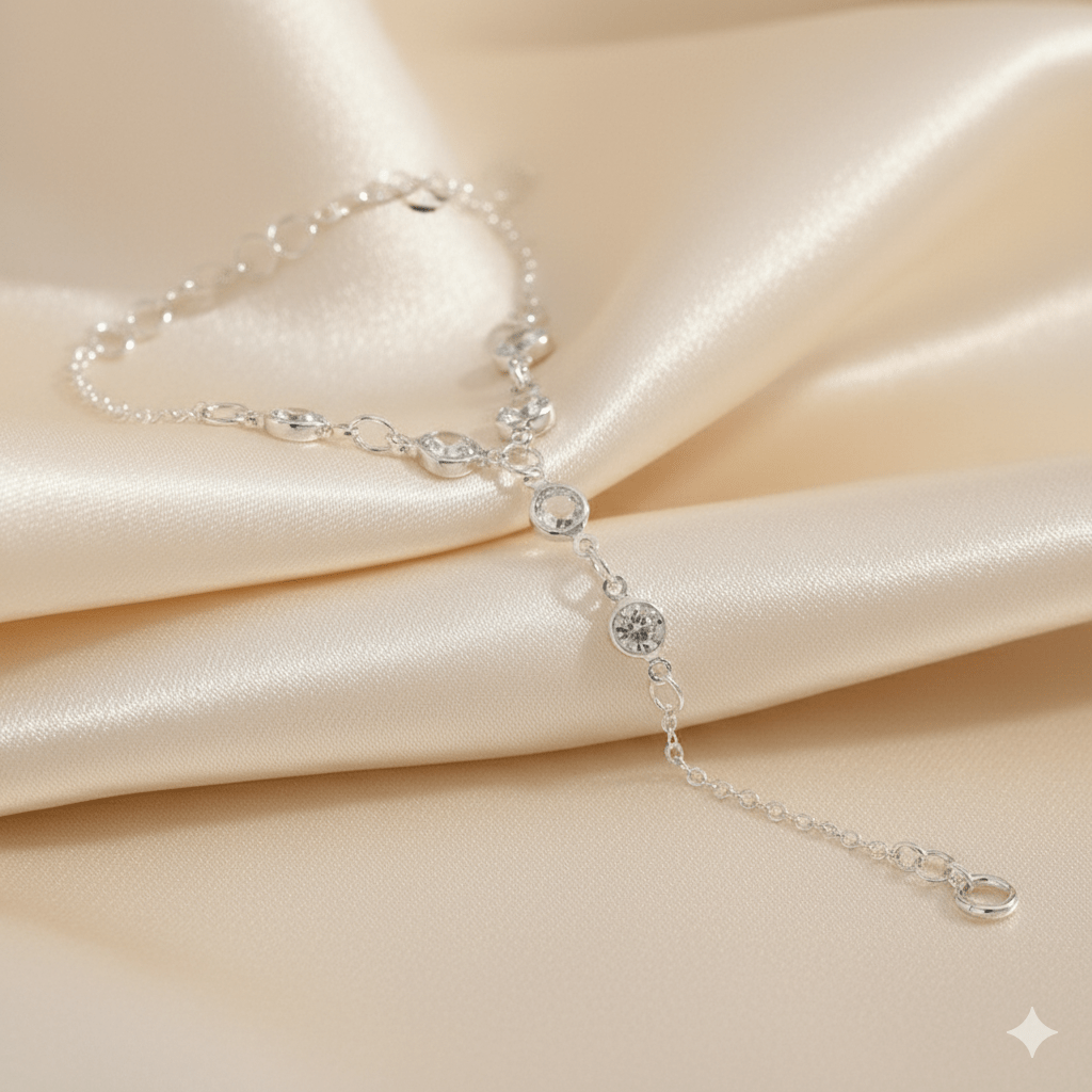 Crystal Pearl Mitten Bracelet & Ring Set by CJ | 0 from Luxe Lane | SKU: CJSL217928602BY | Barcode:  | Options: Silver | Crystal Pearl Mitten Bracelet & Ring Set