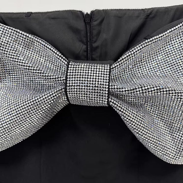 Customized Premium Mermaid Gown by Luxe Lane | from Luxe Lane | SKU:  | Barcode:  | Options: S | Customized Premium Ladies Fashion Clothing Women Long Mermaid Gown Dress Elegant Black Luxury Diamond Bow Prom Evening Dresses