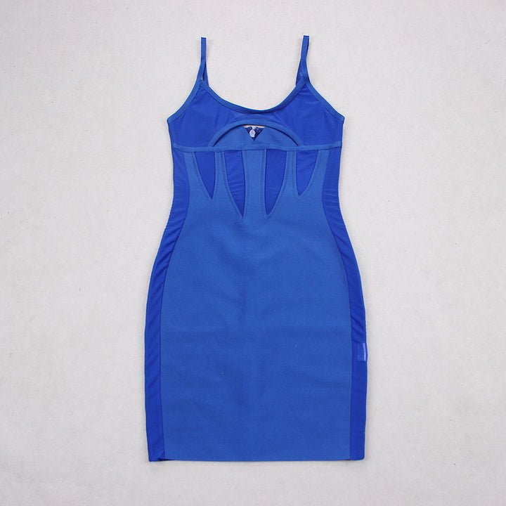 Cutout Spaghetti Strap Bodycon Mini Club Dress by Shine | from Luxe Lane | SKU:  | Barcode:  | Options: Blue XS(0) | New Arrival Royal Blue Sleeve Mini Club Sister Hollow Out Dresses Women Party Dress Cutout Spaghetti Strap Bodycon Mini Dress