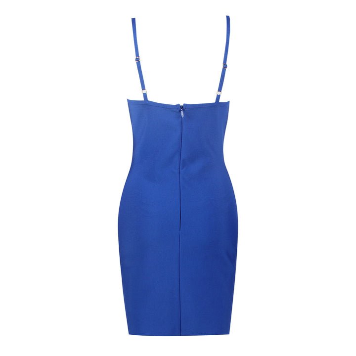 Cutout Spaghetti Strap Bodycon Mini Club Dress by Shine | from Luxe Lane | SKU:  | Barcode:  | Options: Blue XS(0) | New Arrival Royal Blue Sleeve Mini Club Sister Hollow Out Dresses Women Party Dress Cutout Spaghetti Strap Bodycon Mini Dress