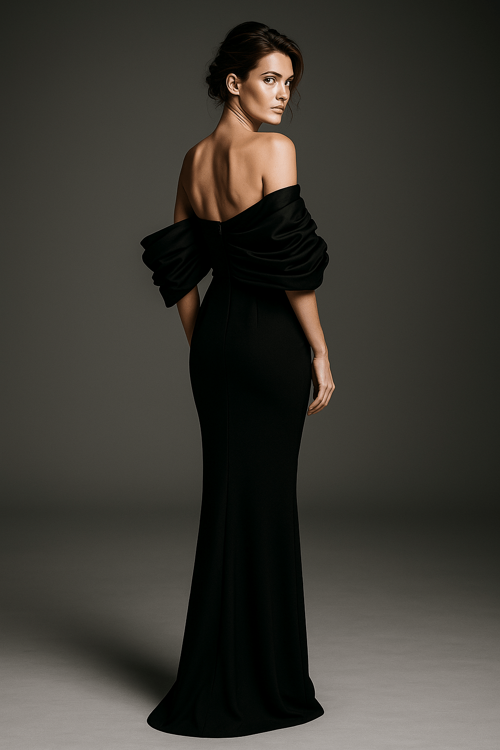 Delphine Off - Shoulder Rhinestone Gown by Luxe Lane | Evening Dresses from Luxe Lane | SKU: -1 | Barcode:  | Options: Black S | Delphine Off - Shoulder Rhinestone Gown