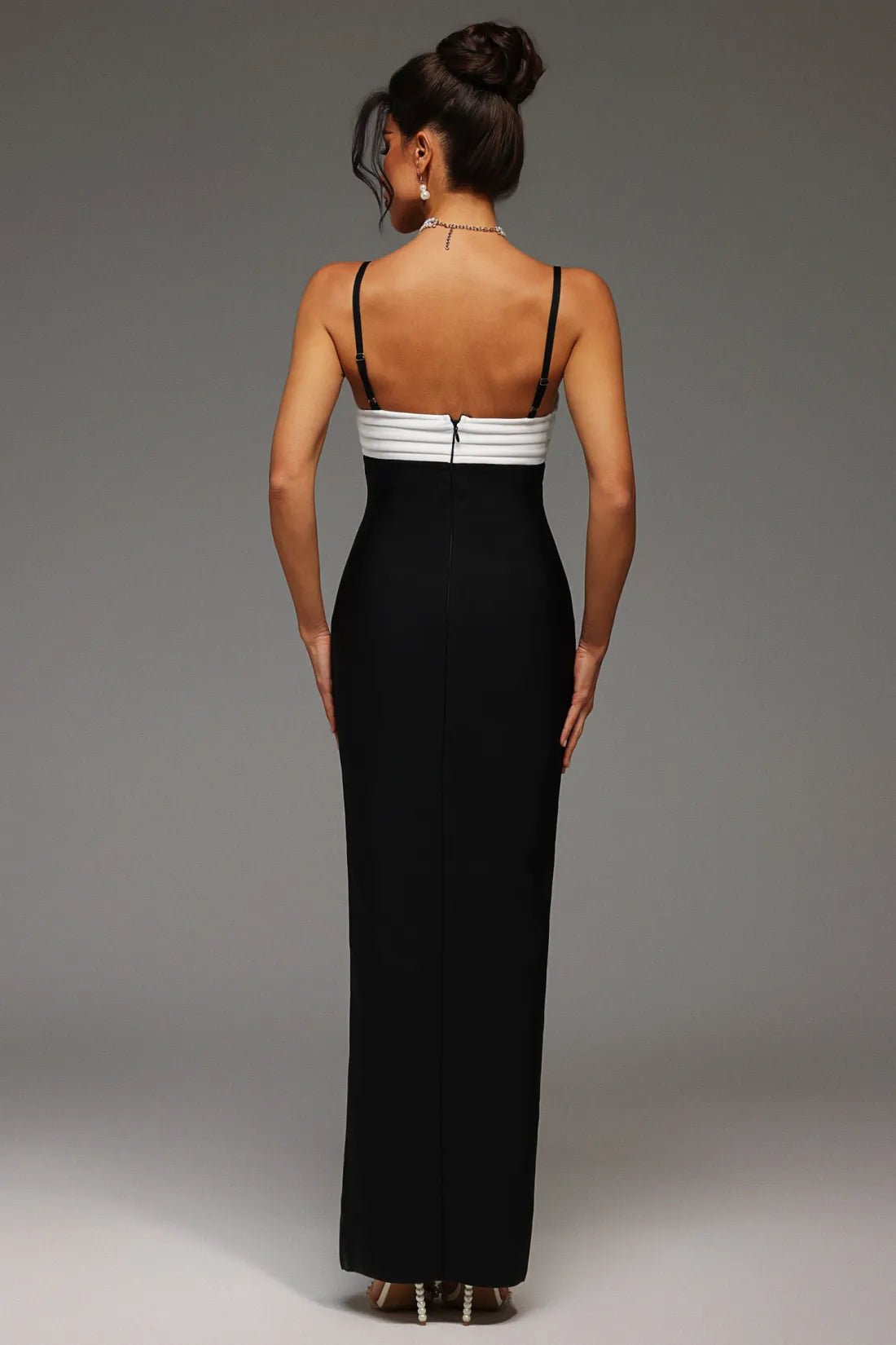 Diora Monochrome Slit Gown by Luxe Lane | from Luxe Lane | SKU:  | Barcode:  | Options: S | Diora Monochrome Slit Gown