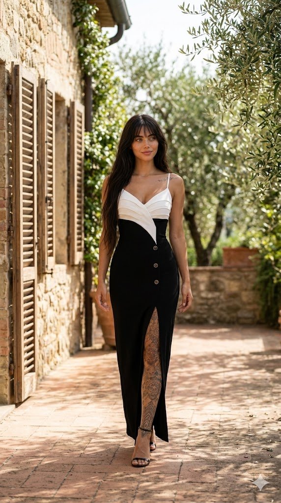 Diora Monochrome Slit GownSLuxe Lane