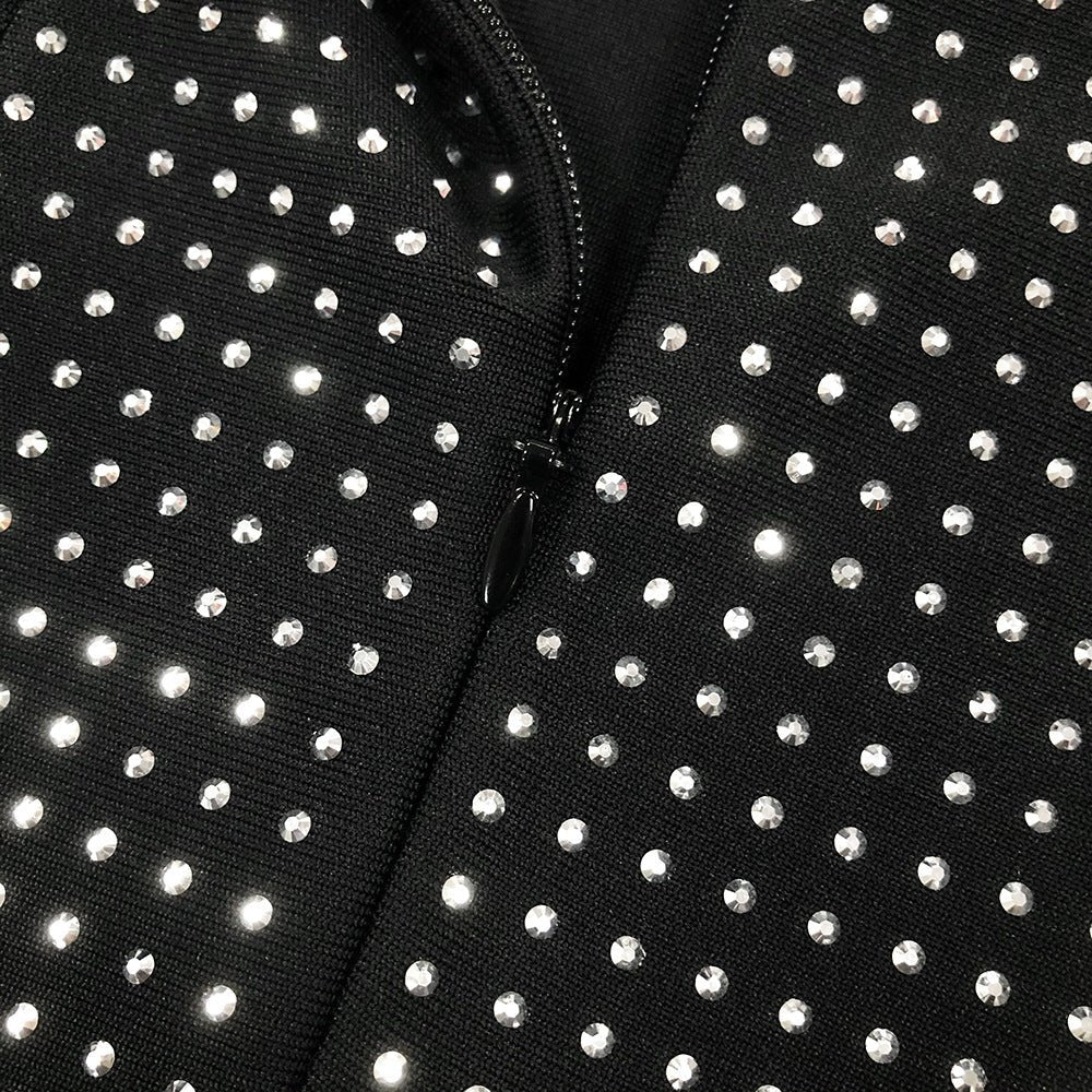 Elara Beaded Strapless Black Bandage Gown by Luxe Lane | from Luxe Lane | SKU:  | Barcode:  | Options: Black L | Wholesale New Style Sleeveless Strapless Black Beaded Bandage Dress Rhinestone Summer Wear Long Party Dress