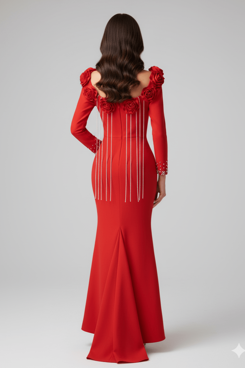 Elara Floral Slit Gown by Shine | Evening Gown from Luxe Lane | SKU: W11242-1 | Barcode:  | Options: Black S(6) | Elara Floral Slit Gown