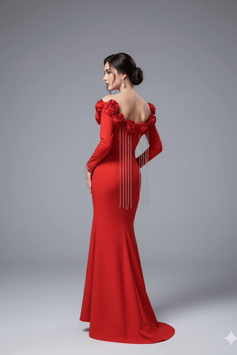 Elara Floral Slit Gown by Shine | Evening Gown from Luxe Lane | SKU: W11242-1 | Barcode:  | Options: Black S(6) | Elara Floral Slit Gown