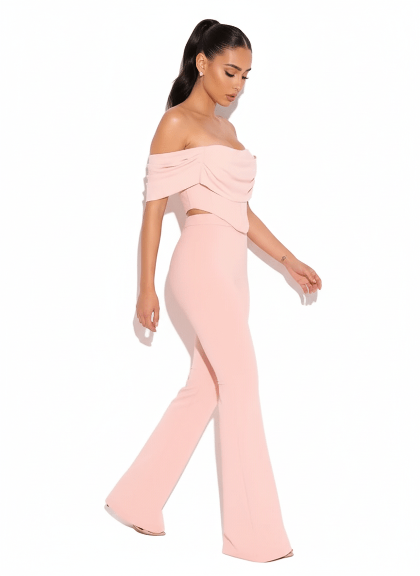 Elara One - Shoulder Pleated Two - Piece Set by Luxe Lane | from Luxe Lane | SKU:  | Barcode:  | Options: Pink XS | Elara One - Shoulder Pleated Two - Piece Set