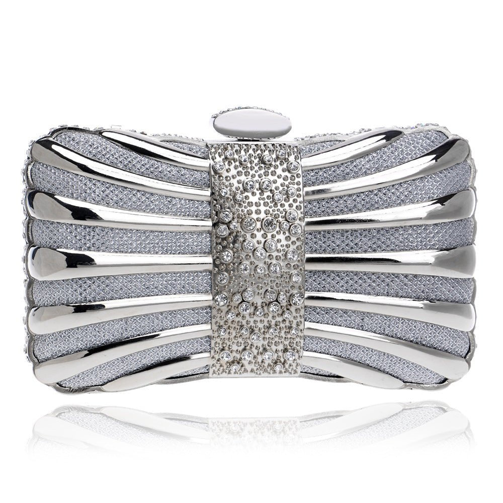 Elegant Bow Evening Clutch Bag for Women by CJ | 0 from Luxe Lane | SKU: CJYD195823105EV | Barcode:  | Options: Silver | Elegant Bow Evening Clutch Bag for Women