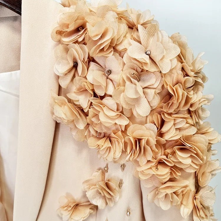 Elegant Modest Evening Dress by Luxe Lane | from Luxe Lane | SKU:  | Barcode:  | Options: Beige S | Luxury Clothing Women Lady Long Sleeve Elegant Heavy Beaded 3D Flower Dress Robe De Soirée Womens Modest Formal Evening Dresses