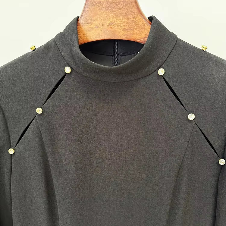 Elegant Modest Long Sleeve Black Evening Dress by Luxe Lane | from Luxe Lane | SKU:  | Barcode:  | Options: Black S | Elegant Womens Clothing Black Long Sleeve Mermaid Dress Floor Length Modest Beaded Gown Luxury Evening Dresses for Woman