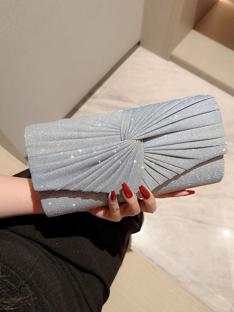 Elegant Weave Metallic Evening Clutch Bag by CJ | 0 from Luxe Lane | SKU: CJYD191021401AZ | Barcode:  | Options: Silver | Elegant Weave Metallic Evening Clutch Bag