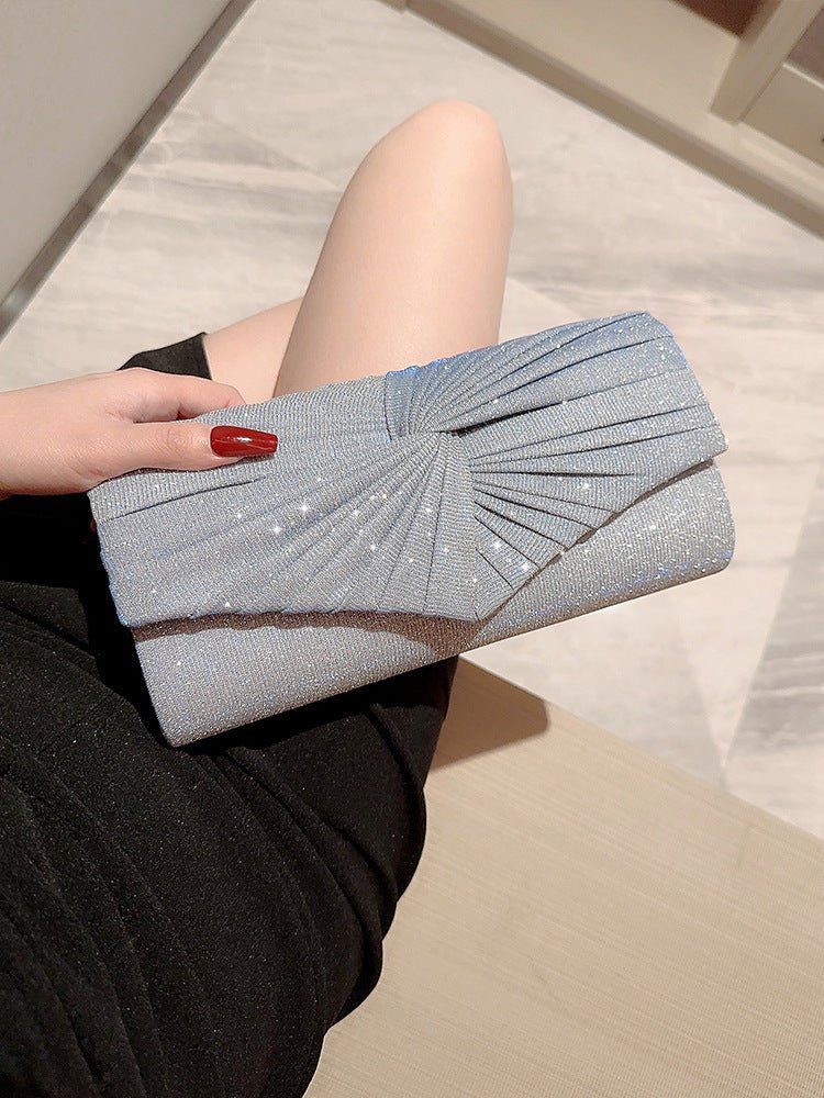 Elegant Weave Metallic Evening Clutch Bag by CJ | 0 from Luxe Lane | SKU: CJYD191021401AZ | Barcode:  | Options: Silver | Elegant Weave Metallic Evening Clutch Bag