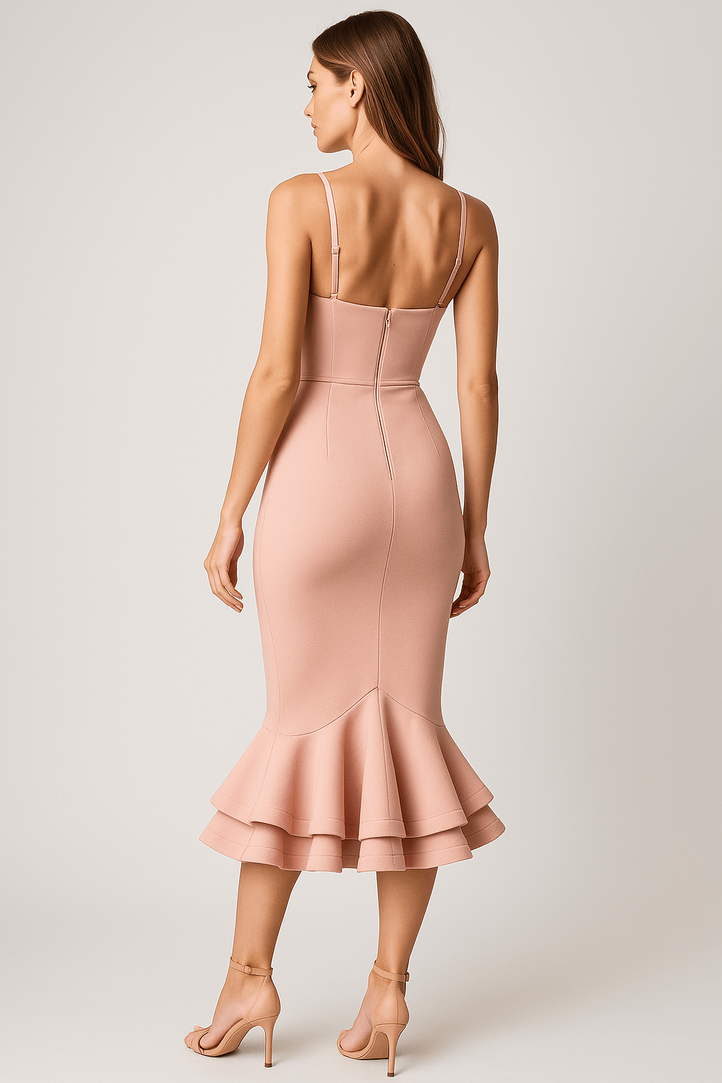 Elena Ruched Mermaid Midi Dress by Luxe Lane | from Luxe Lane | SKU:  | Barcode:  | Options: White XS | Elena Ruched Mermaid Midi Dress