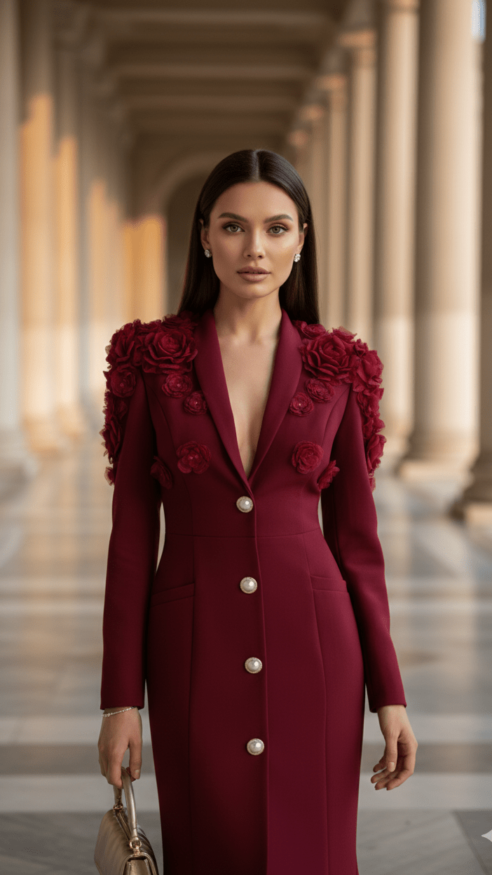 Elysia 3D Floral A - Line Evening GownBlackSLuxe Lane