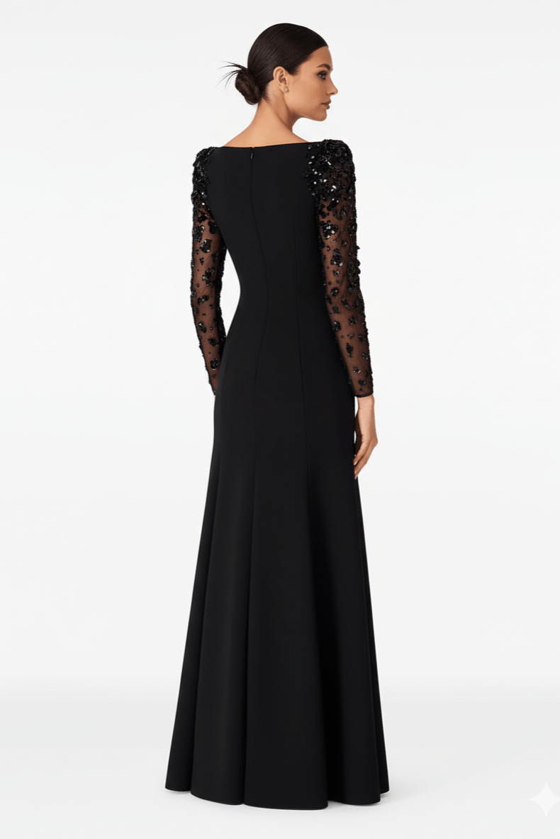 Elysia Sequin Mesh Mermaid Gown by Shine | fromMaxi Dress | SKU: -7 | Barcode:  | Options: Apricot S(6) | Elysia Sequin Mesh Mermaid Gown