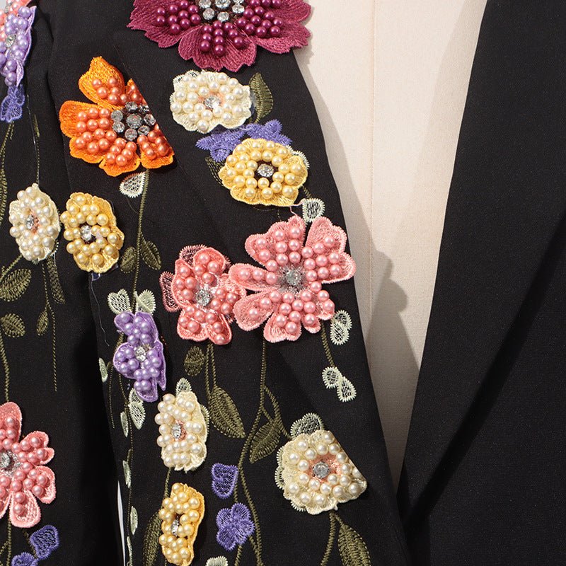 Embroidered Floral Tailored Blazer JacketBlazerBlackS(2)Luxe Lane