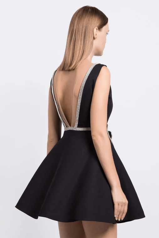 Floral Applique Mini Dress by Shine | Club Dresses from Luxe Lane | SKU: DK160-1 | Barcode:  | Options: Black S(6) | Floral Applique Mini Dress