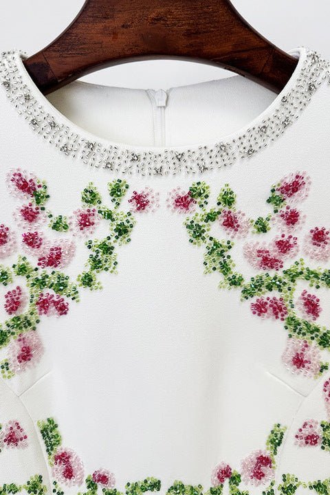 Floral Embroidered Long Sleeve Bodycon Maxi Evening Dress by Luxe Lane | Party dresses from Luxe Lane | SKU: W11638-1 | Barcode:  | Options: White S(2) | Wholesale OEM ODM Dropship Custom Floral Embroidered Long Sleeve Maxi Evening Dress Elegant Formal Women Bridal Guest Gown