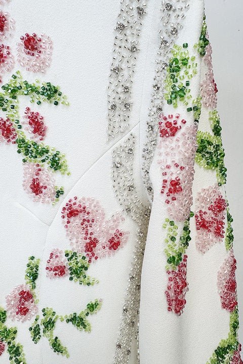 Floral Embroidered Long Sleeve Bodycon Maxi Evening Dress by Luxe Lane | Party dresses from Luxe Lane | SKU: W11638-1 | Barcode:  | Options: White S(2) | Wholesale OEM ODM Dropship Custom Floral Embroidered Long Sleeve Maxi Evening Dress Elegant Formal Women Bridal Guest Gown