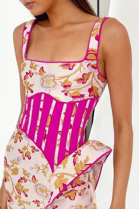 Floral Embroidered Strapless Maxi Party Dress by Shine | Party dresses from Luxe Lane | SKU:  | Barcode:  | Options: Rose red XS(4) | 2025 Fancy Womens Clothes Ladies Fashion Embroidery Flower Dresses Floral Embroidered Long Maxi Dress for Parties