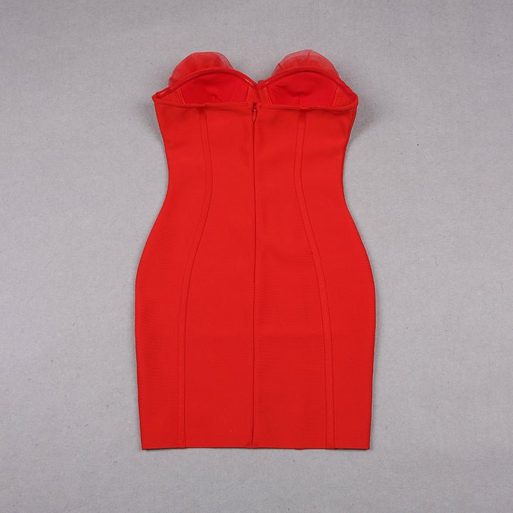 Floral Off - Shoulder Bandage Mini Dress by Shine | Club Dresses from Luxe Lane | SKU:  | Barcode:  | Options: Red XS(4) | Sexy Off - the - shoulder 3D Floral Womens Short Party Dress Bodycon Bandage Tight Club Dress