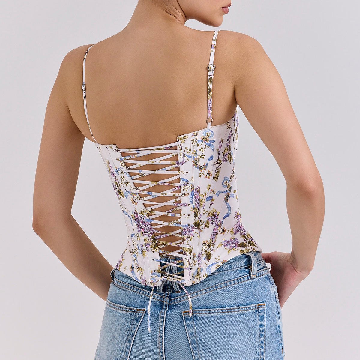 Floral Print Corset Crop Top by Luxe Lane | from Luxe Lane | SKU:  | Barcode:  | Options: XS | Wholesale Womens Clothing Elegant Crop Top Corsets Femme Floral Print Corset De Mujer Tops for Women