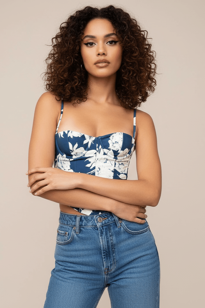 Floral Print Corset Top by Luxe Lane | from Luxe Lane | SKU:  | Barcode:  | Options: XS | Floral Print Corset Top