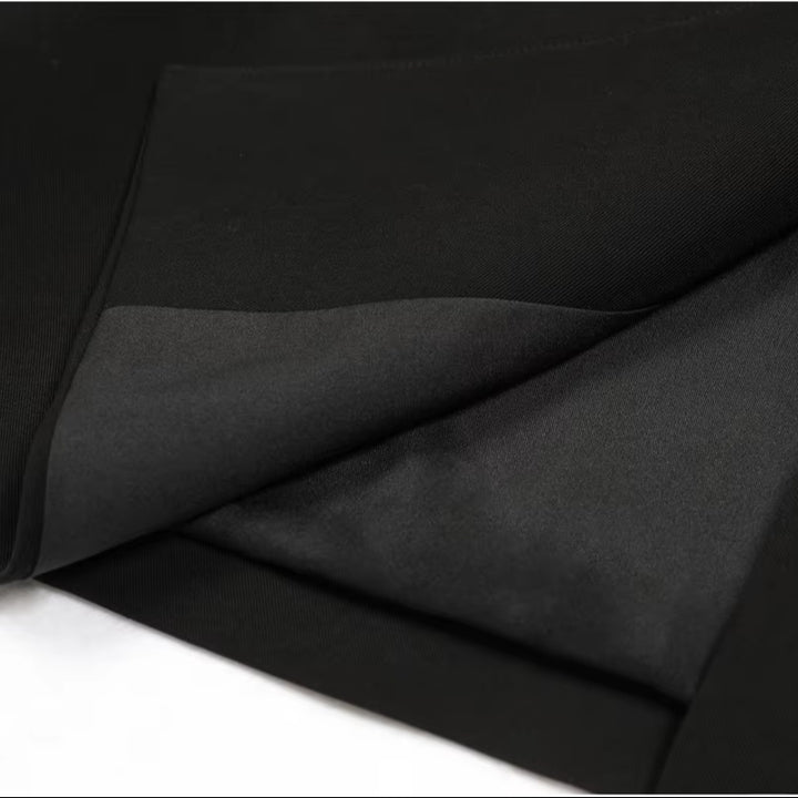 Gemstone Shoulder Tailored Long Blazer Jacket by Luxe Lane | Outerwear from Luxe Lane | SKU: -1 | Barcode:  | Options: Black S(2) | OEM Custom Luxury Black Formal Evening Party Tailored Fashion Statement Outerwear Elegant Gemstone Shoulder Women Blazer Jacket