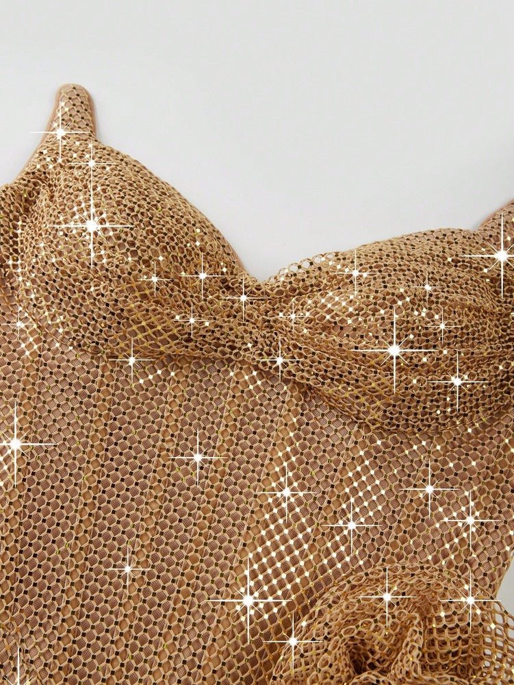 Gold Sequin Strapless Split Evening Gown by Luxe Lane | heath gown from Luxe Lane | SKU: W11468-1 | Barcode:  | Options: Gold S(6) | Gold Sequin Strapless Split Evening Gown