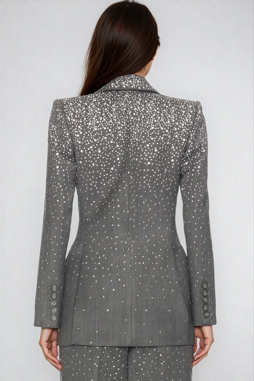 Grey Crystal Tailored Trouser SuitEvening DressesGrayS(2)Luxe Lane