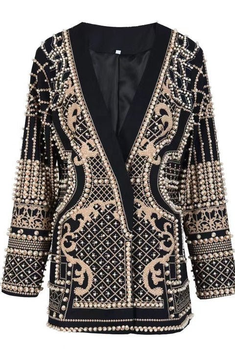 Halter Neck Sequin Mermaid Evening Gown by Shine | Blouson from Luxe Lane | SKU:  | Barcode:  | Options: Yellow S(6) | Dropshipping Retro Jacket Luxury Heavy Beaded Deep V Neck Long Sleeve Women Tops Women Blazers