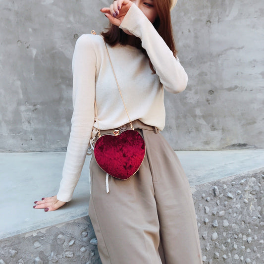 Heart - Shaped One - Shoulder Evening Bag by CJ | 0 from Luxe Lane | SKU: CJBHNSNS33786-Red | Barcode:  | Options: Red | Heart - Shaped One - Shoulder Evening Bag