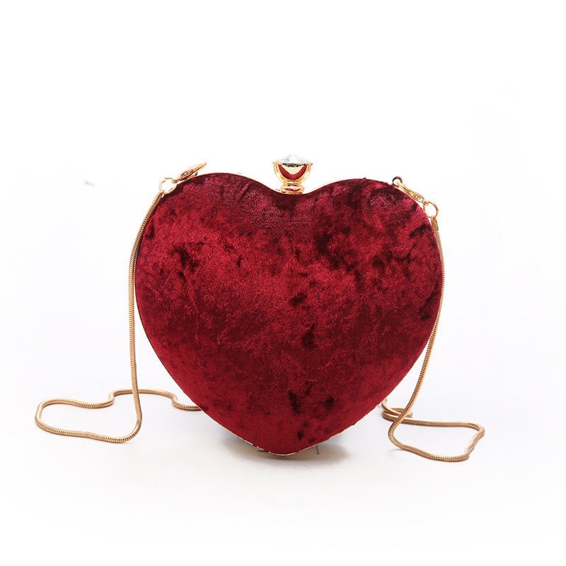 Heart - Shaped One - Shoulder Evening Bag by CJ | 0 from Luxe Lane | SKU: CJBHNSNS33786-Red | Barcode:  | Options: Red | Heart - Shaped One - Shoulder Evening Bag