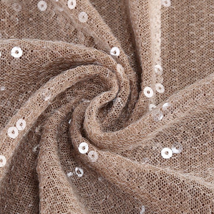 Illusion Mesh Sequin Bodycon Maxi Evening Dress+heath gownApricotS(6)Luxe Lane