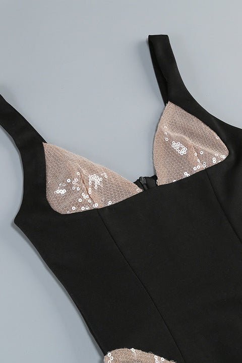 Illusion Mesh Sequin Bodycon Maxi Evening Dress+heath gownApricotS(6)Luxe Lane